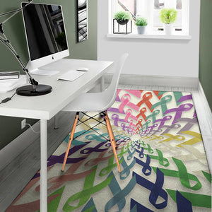 All Cancer Awareness Mandala Print Area Rug