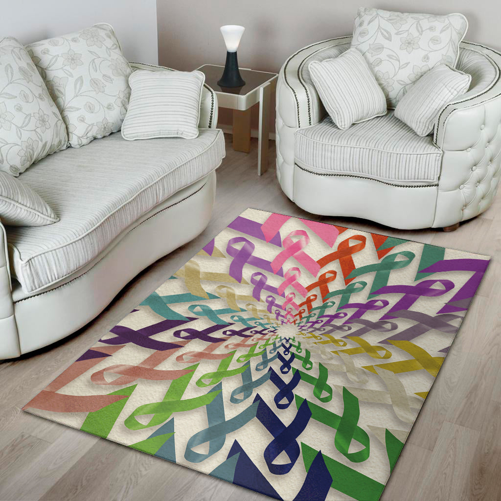 All Cancer Awareness Mandala Print Area Rug