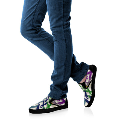 All Cancer Awareness Mandala Print Black Slip On Shoes