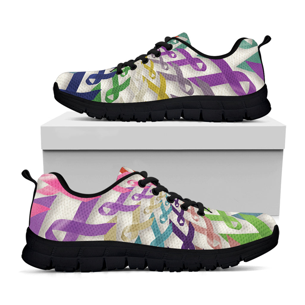 All Cancer Awareness Mandala Print Black Sneakers
