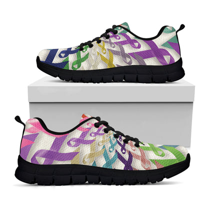 All Cancer Awareness Mandala Print Black Sneakers