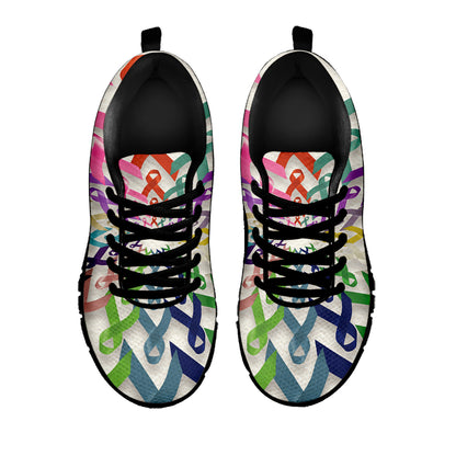 All Cancer Awareness Mandala Print Black Sneakers