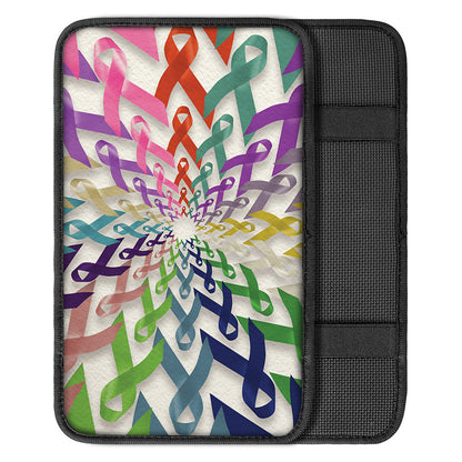 All Cancer Awareness Mandala Print Car Center Console Cover