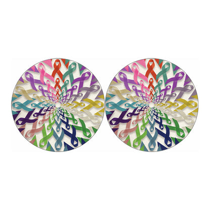 All Cancer Awareness Mandala Print Car Coasters
