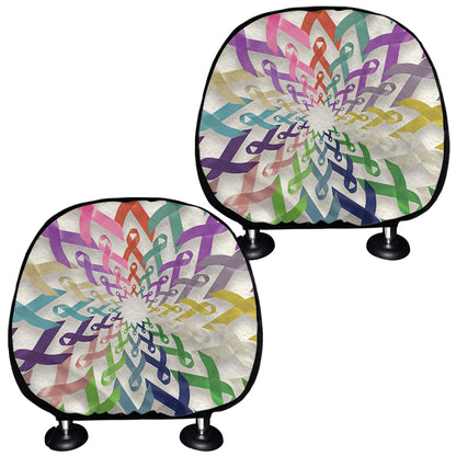 All Cancer Awareness Mandala Print Car Headrest Covers