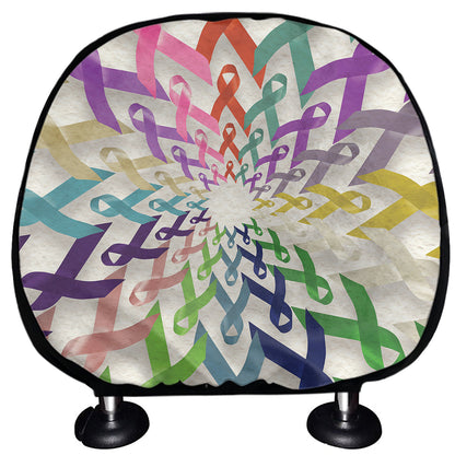 All Cancer Awareness Mandala Print Car Headrest Covers