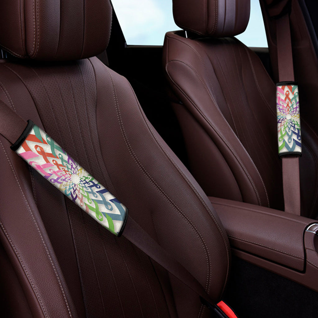 All Cancer Awareness Mandala Print Car Seat Belt Covers