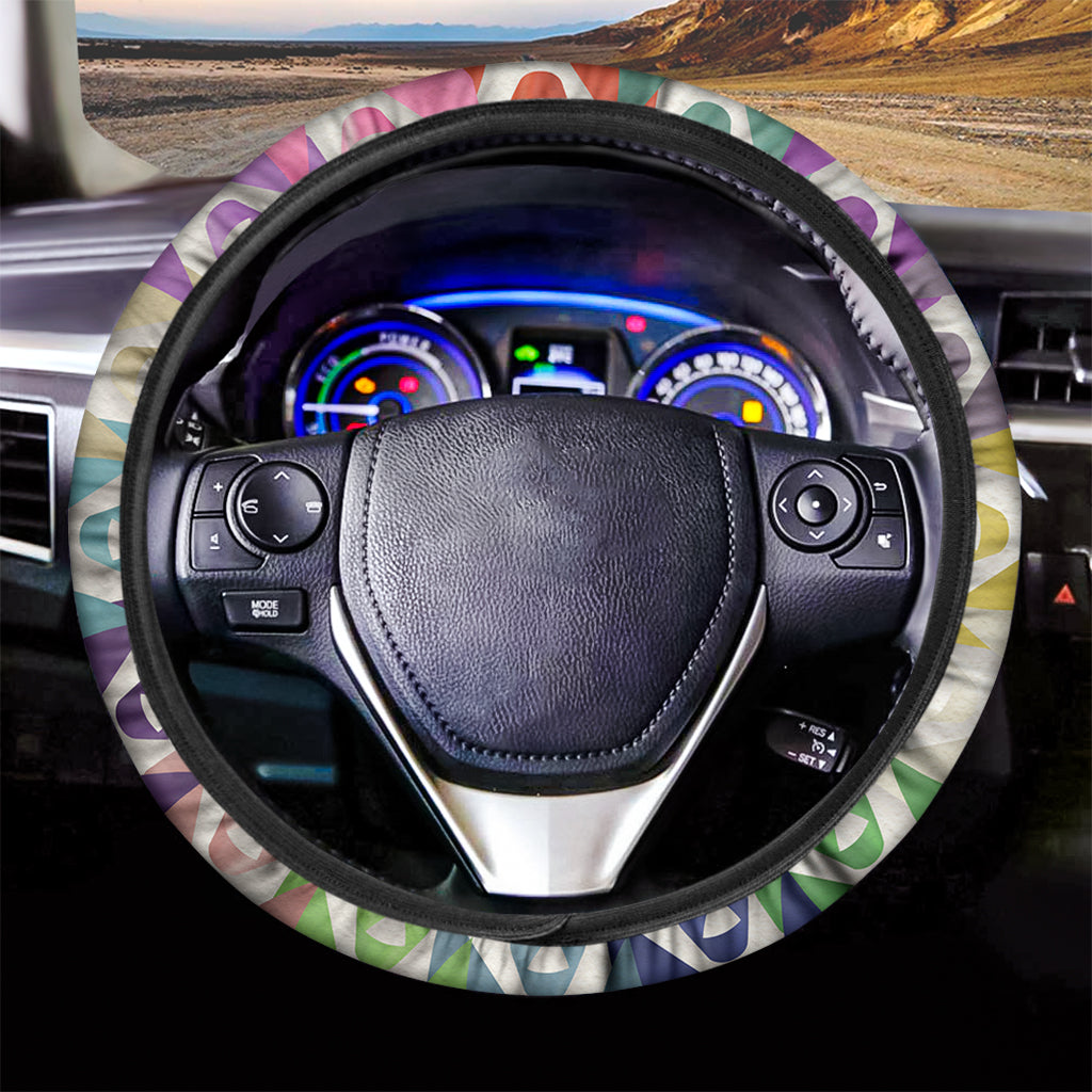 All Cancer Awareness Mandala Print Car Steering Wheel Cover
