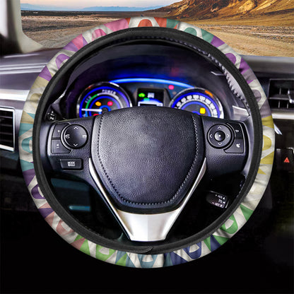 All Cancer Awareness Mandala Print Car Steering Wheel Cover