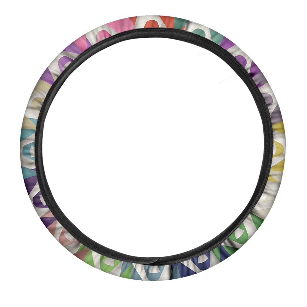 All Cancer Awareness Mandala Print Car Steering Wheel Cover