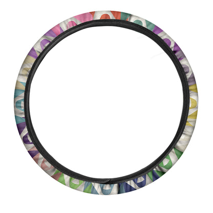 All Cancer Awareness Mandala Print Car Steering Wheel Cover