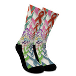 All Cancer Awareness Mandala Print Crew Socks