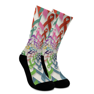 All Cancer Awareness Mandala Print Crew Socks