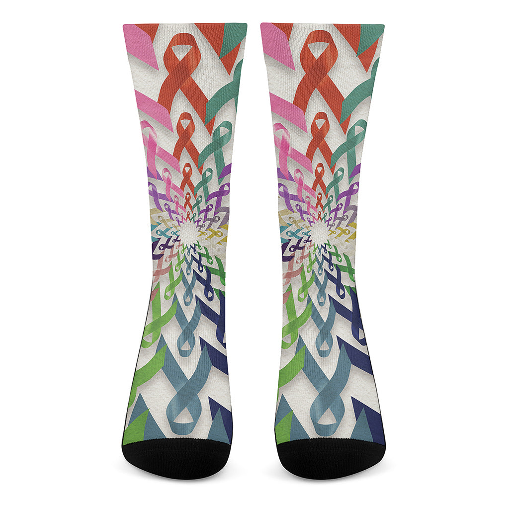 All Cancer Awareness Mandala Print Crew Socks