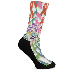 All Cancer Awareness Mandala Print Crew Socks