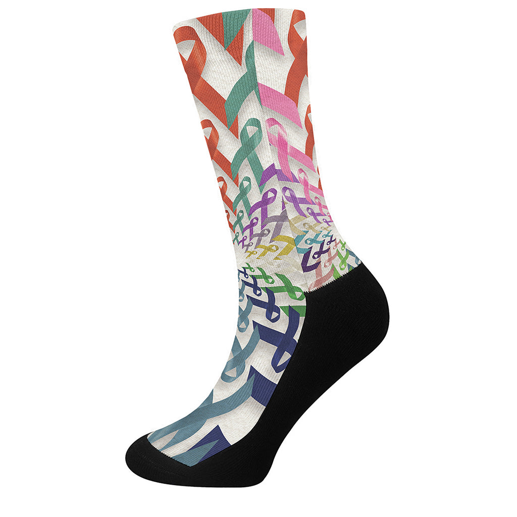 All Cancer Awareness Mandala Print Crew Socks