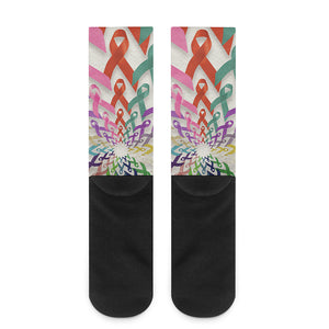 All Cancer Awareness Mandala Print Crew Socks