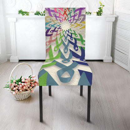 All Cancer Awareness Mandala Print Dining Chair Slipcover