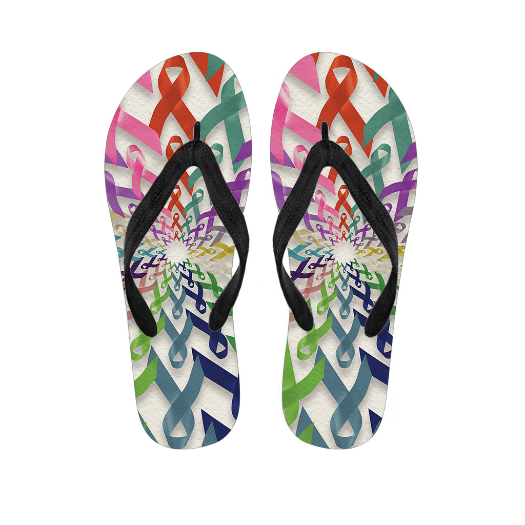 All Cancer Awareness Mandala Print Flip Flops