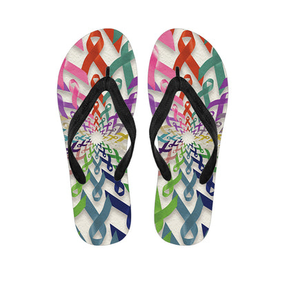 All Cancer Awareness Mandala Print Flip Flops