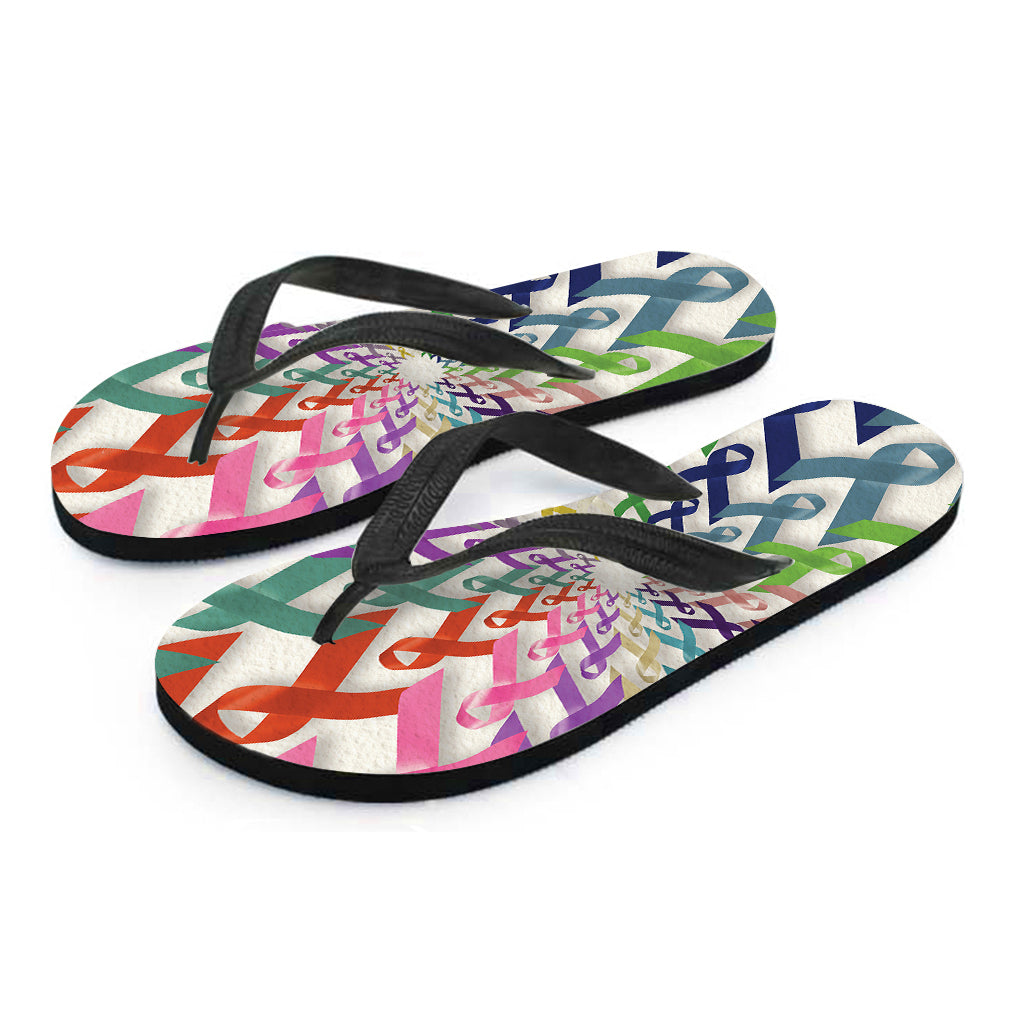 All Cancer Awareness Mandala Print Flip Flops