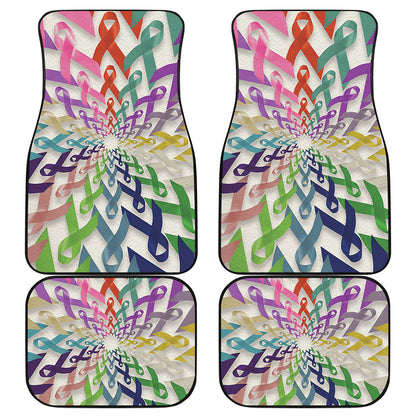 All Cancer Awareness Mandala Print Front and Back Car Floor Mats
