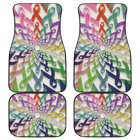 All Cancer Awareness Mandala Print Front and Back Car Floor Mats