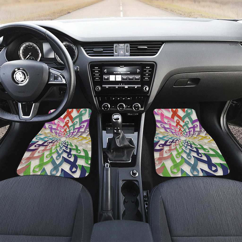 All Cancer Awareness Mandala Print Front and Back Car Floor Mats