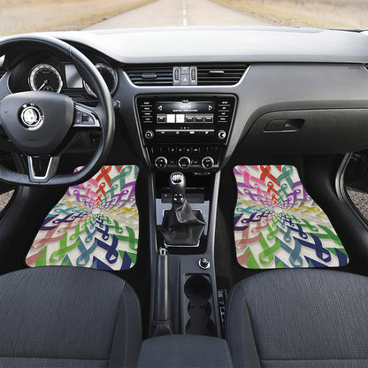 All Cancer Awareness Mandala Print Front and Back Car Floor Mats