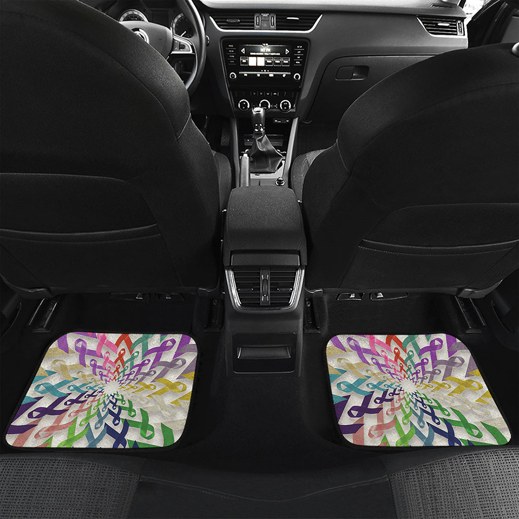 All Cancer Awareness Mandala Print Front and Back Car Floor Mats