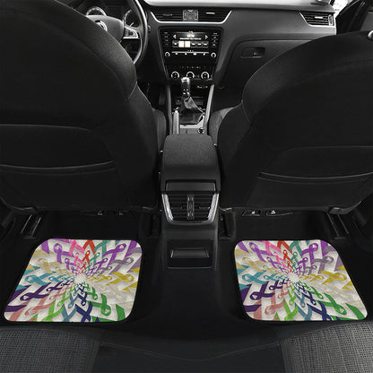 All Cancer Awareness Mandala Print Front and Back Car Floor Mats