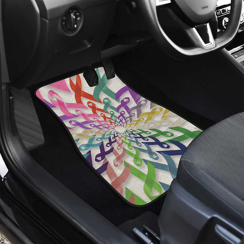 All Cancer Awareness Mandala Print Front and Back Car Floor Mats