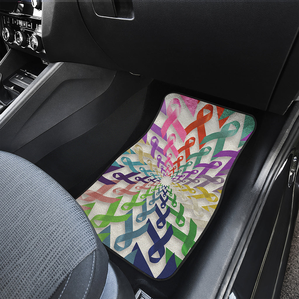 All Cancer Awareness Mandala Print Front and Back Car Floor Mats