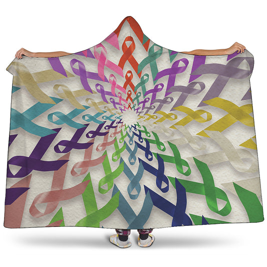 All Cancer Awareness Mandala Print Hooded Blanket