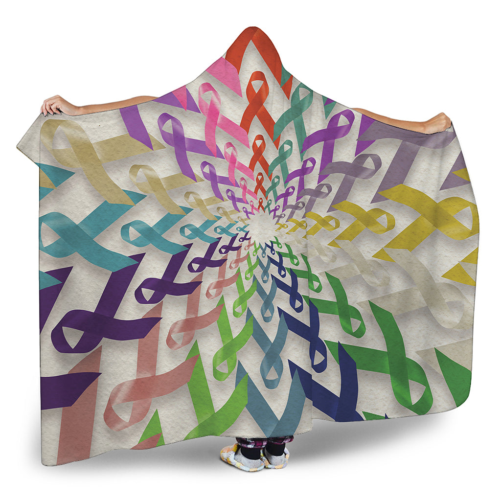 All Cancer Awareness Mandala Print Hooded Blanket