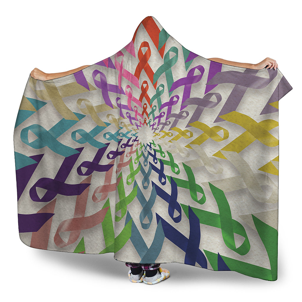 All Cancer Awareness Mandala Print Hooded Blanket