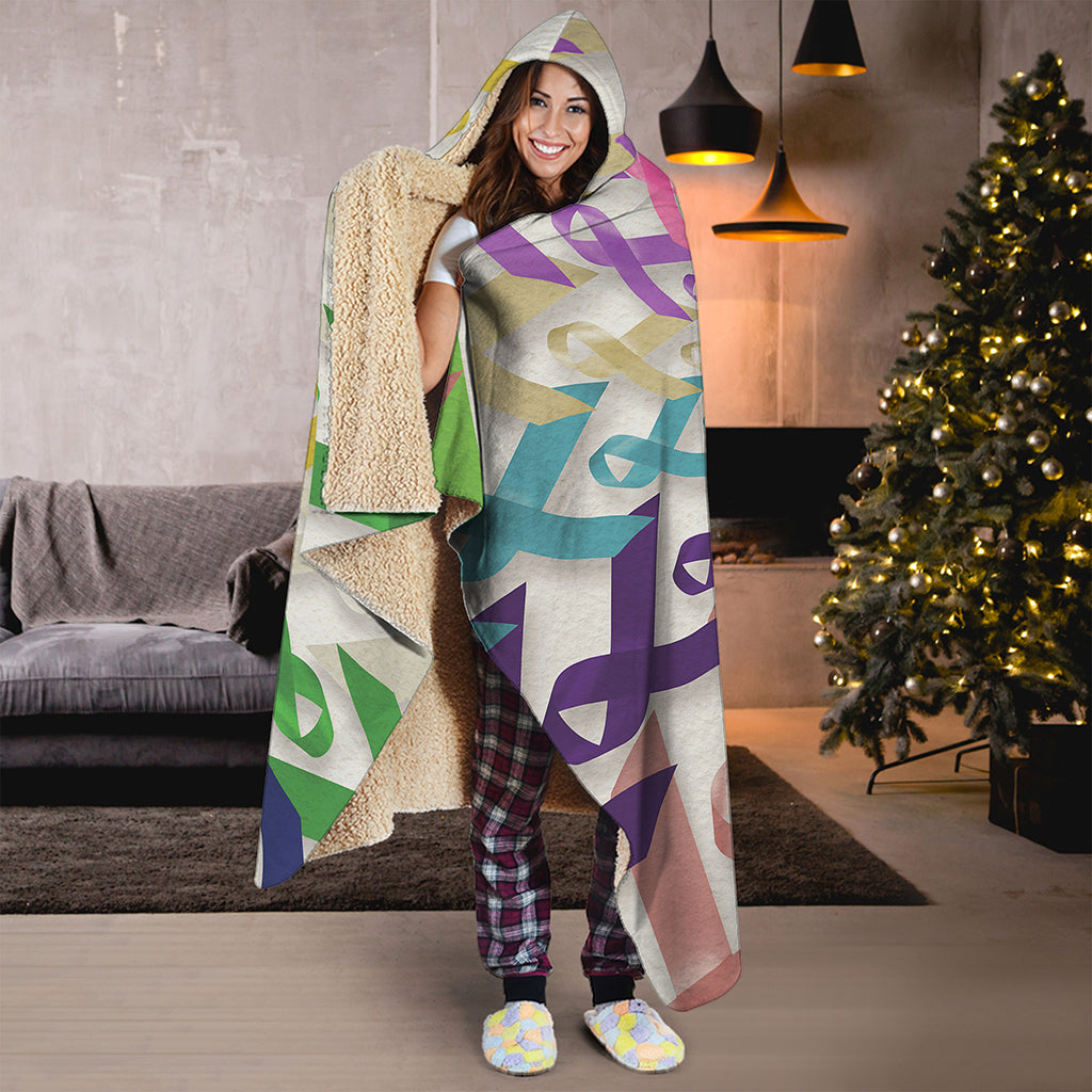 All Cancer Awareness Mandala Print Hooded Blanket