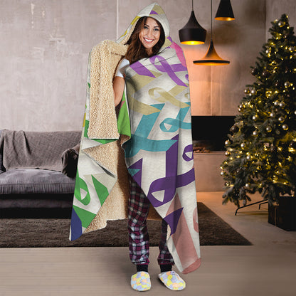 All Cancer Awareness Mandala Print Hooded Blanket