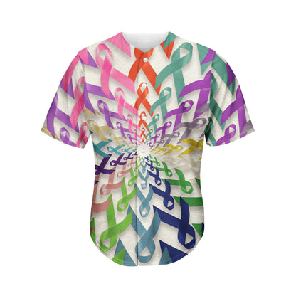 All Cancer Awareness Mandala Print Men's Baseball Jersey