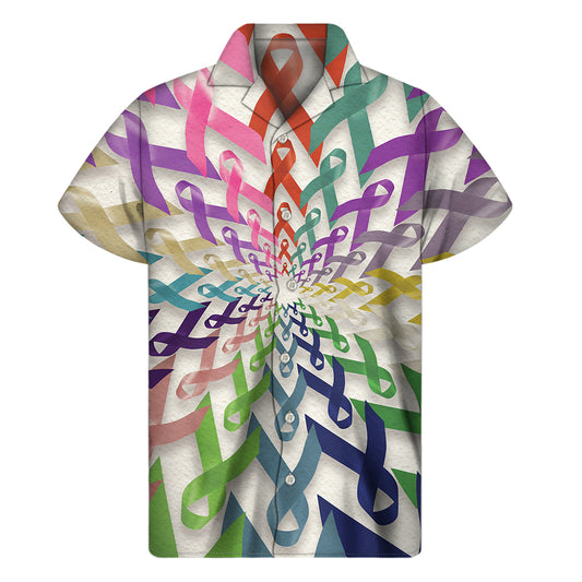 All Cancer Awareness Mandala Print Men's Short Sleeve Shirt