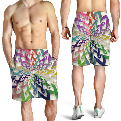 All Cancer Awareness Mandala Print Men's Shorts
