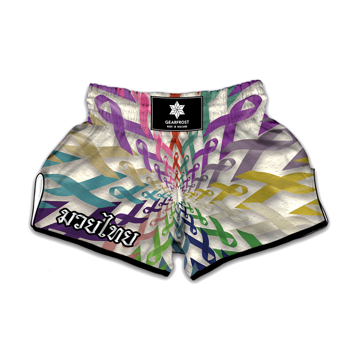 All Cancer Awareness Mandala Print Muay Thai Boxing Shorts