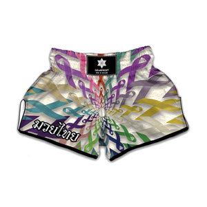 All Cancer Awareness Mandala Print Muay Thai Boxing Shorts