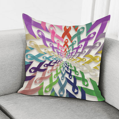 All Cancer Awareness Mandala Print Pillow Cover