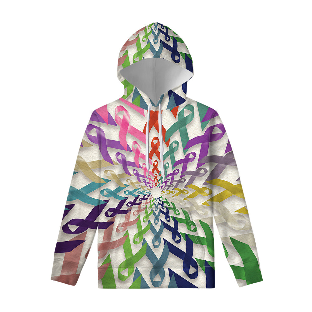 All Cancer Awareness Mandala Print Pullover Hoodie