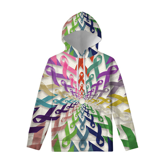 All Cancer Awareness Mandala Print Pullover Hoodie