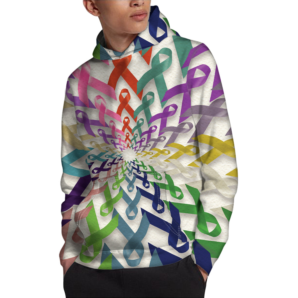 All Cancer Awareness Mandala Print Pullover Hoodie