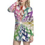 All Cancer Awareness Mandala Print Pullover Hoodie Dress