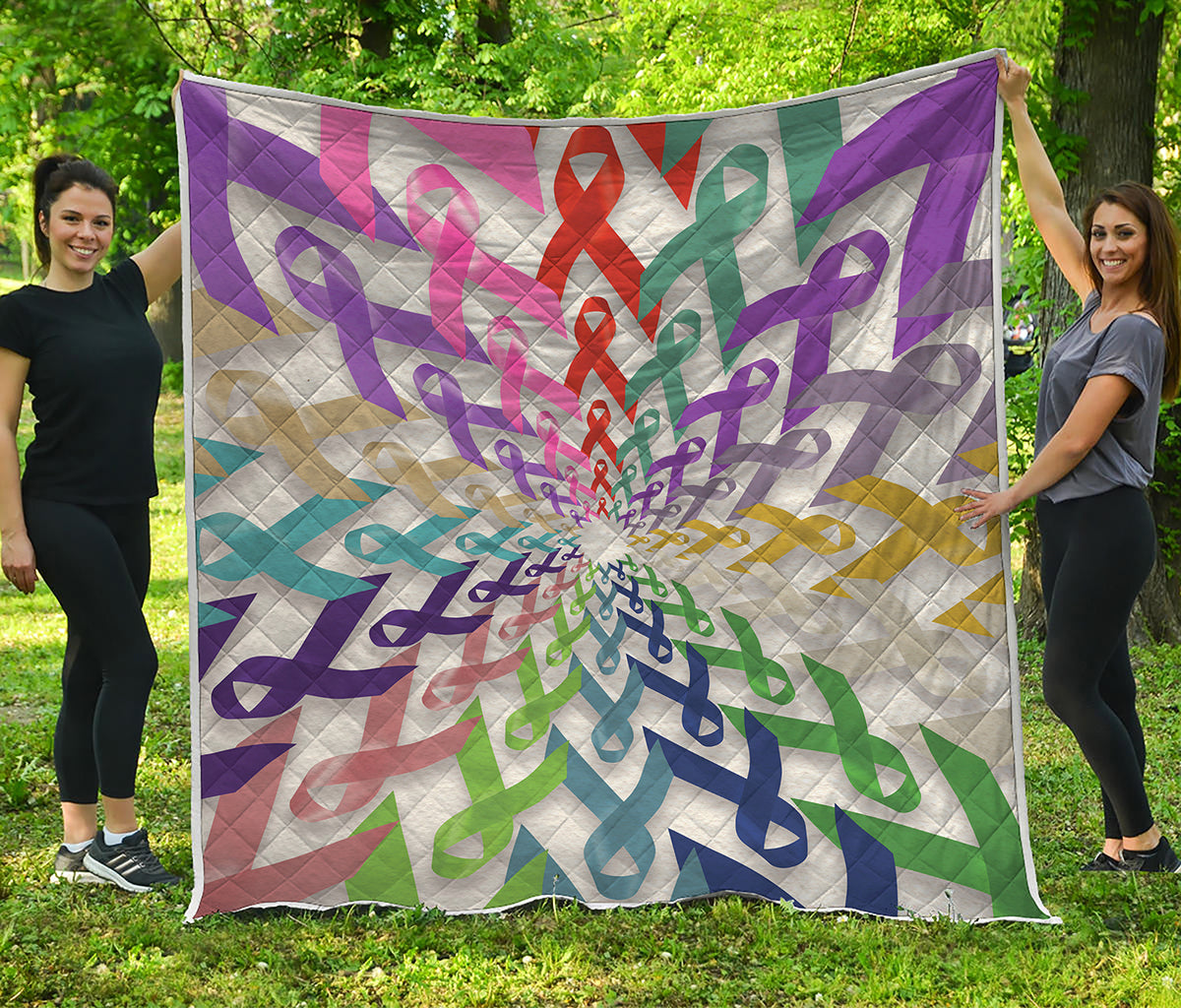 All Cancer Awareness Mandala Print Quilt