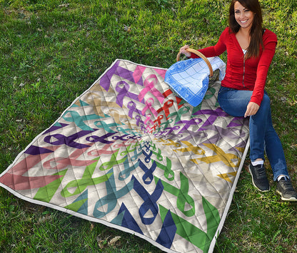 All Cancer Awareness Mandala Print Quilt
